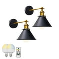 thumbnail image 1 of FSLiving Color Changing RGB Mode Wall Sconces Wireless Remote Control Lamps Rechargeable Battery Run Dimmable Timing Black Metal Light Fixture Nightstand Wall Sconce for Stairways Dorm - Set of 2, 1 of 6