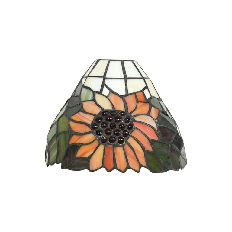 Fsliving Colored Glass Sunflower Pattern Glass Handmade Lampshade for Wall Sconce Pendant Light Hanging Ceiling Lamp Replacement Shade Vintage Design