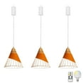 thumbnail image 1 of FSLiving Dimmable Hanging Light with Rechargeable Battery Operated LED RGB Bulb Semi-Hollow Orange Shade Modern Style Pendant Light Color Changing Timing Lamp for Bar Courtyard Camping - Set of 3, 1 of 6