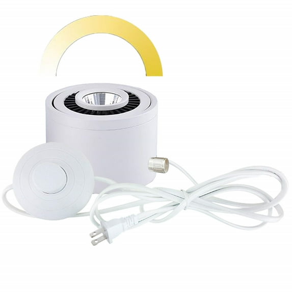FSLiving Dimmable High Accent Uplight 5W COB LED Stepless Dimming Adjustment Remote Control Spotlight Light with 5.9ft On/Off Foot Pedal Switch Cord Extra Light Decorative for Loft Gallery - White