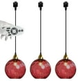 thumbnail image 1 of FSLiving Dimmable Juno Track Lighting Pendants, 3.2 Ft, J-Type Track Mounted Remote Control Modern Socket Water Ripple Deepred Glass Globe Chandeliers for Bar 3 Lights Kitchen Ceiling Customizable, 1 of 8