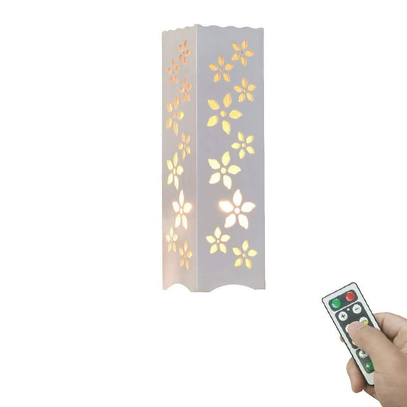 FSLiving Dimmable Timing Table Lamp 100 Lumens LED Remote Control Battery Run Cordless Rectangle Lamp Nightstand Desk Lamp for Study Reading Bedroom Decor,Battery Not Included - 1 Pack