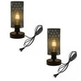 thumbnail image 1 of FSLiving Dimmable Timing Table Lamp with 5.9ft Plug in Cord Retro Design Desk Light Black Metal Hollow Shade Black Metal E26 Base Nightlight for Dorm Home Reading Bedroom Nightstand - 2 Packs, 1 of 7