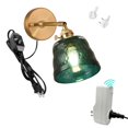 thumbnail image 1 of FSLiving No Drilling Adjustable IR Senor Wall Sconces with UL Plug-in Dimmer Cord Bedside Reading Light E26 Bronze Base with Rotate Switch Green Glass Wall lamp Fixture for Hallway Kitchen Island, 1 of 9