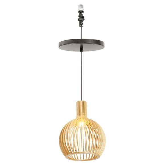 FSLiving E26 Base Hanging Light Wooden Adjustable Height Droplight Vintage Design Pendant Light for Kitchen Island Farmhouse Bar Sink Bedsides Office Farmhouse,Customizable - 1 Pack