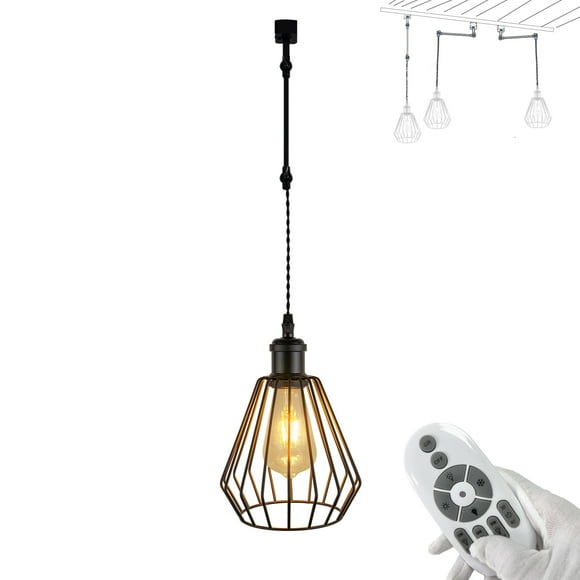 FSLiving Gimbaled LED Track Light, Adjustable Height H Type Track Lighting Iron Cage Shade with Smart Edison Bulb, 2200K-6500K, Timer Lamp for Dinning Sloped Ceiling, E26 Matte Black Socket - 1 Light