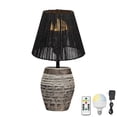 thumbnail image 1 of FSLiving Grey Hand-Made Clay Pot Table Lamp Rechargeable Battery Operated RGB Bulb by Remote, Wireless Mushroom Natural Rattan Black Cone Shade for Bedroom, Console, End Table B-64, 1 of 7