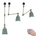 thumbnail image 1 of FSLiving H Type Gimbaled Track Lighting, Flexibly Rotatable Light Remote Control, Color Changing RGBW A19 Smart Bulb DIY Sloped Ceiling Spotlight H Track Mounted for Disco Ball Macaron Green, 1 of 9