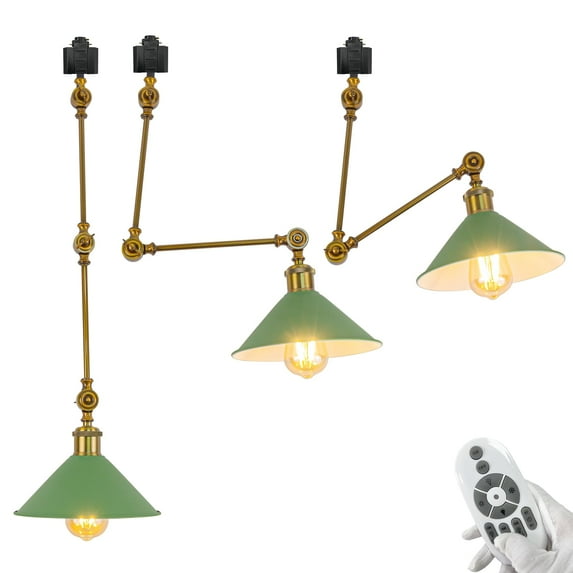 FSLiving H Type Track Lighting, Adjustable Ceiling Lighting Remote Control with Dimmable Color Changing Smart LED Edison Bulbs DIY Ceiling Spotlight H Track Mounted, Macaron Green - Set of 3