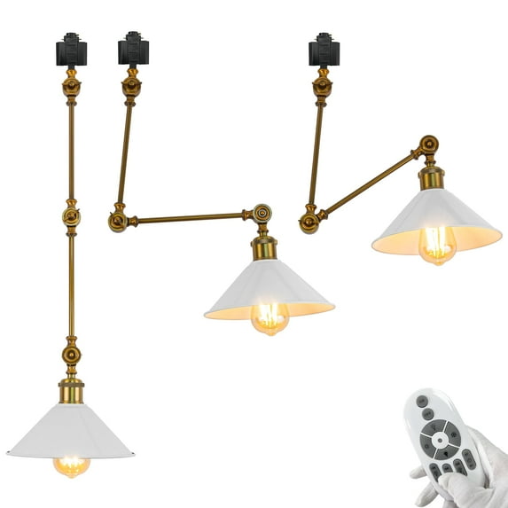FSLiving H Type Track Lighting, Adjustable Ceiling Lighting Remote Control with Dimmable Color Changing Smart LED Edison Bulbs DIY Ceiling Spotlight H Track Mounted, Macaron White - Set of 3