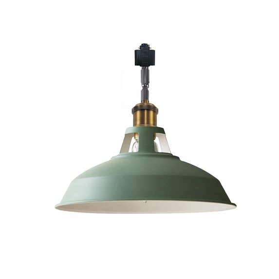 FSLiving H-Type Track Lighting E26 Base Industrial Adjustable Angle Lamp Green Metal Shade with Gold Bronze Socket Track Light Fixture for Slope Ceiling Gimbal,Bulb and Track Not Included - 1 Light