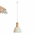 thumbnail image 1 of FSLiving H-Type Track Lighting Pendant Restaurant Retro Light 2.4GHz 3-Zone Remote Control Retro Buddhist Mood Linen Cone Wooden E26 Socket for Living Room Kitchen,Customizable - 1 Light, 1 of 7