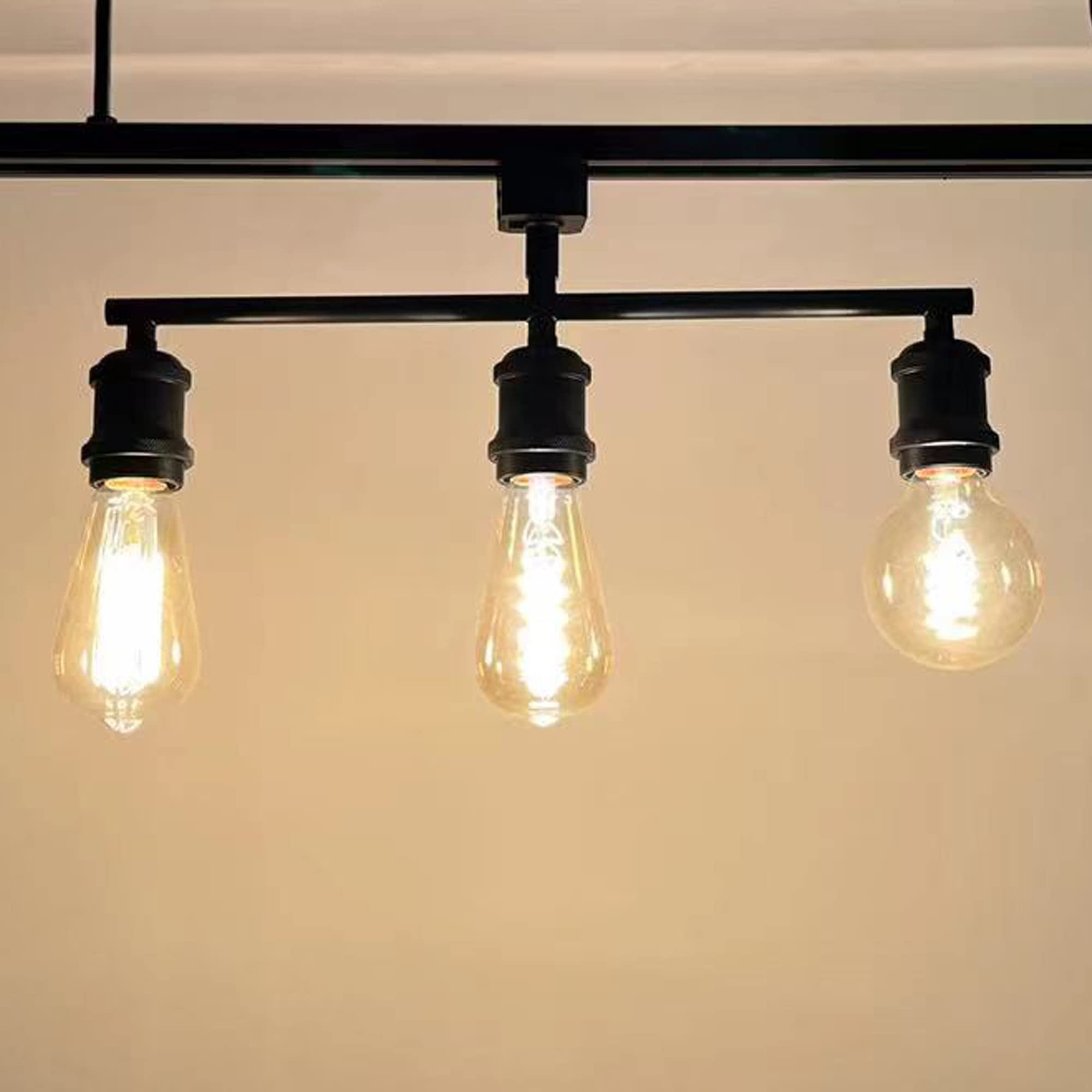 FSLiving H-Type Track Lights Adjustable Dimmable Track Lighting Industrial Matt Black Flexible Foldable Arms Halo Track Ceiling Light for Kitchen Spotlight Customizable DIY 3 Lights,Swing Arm