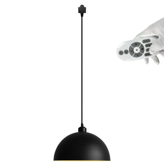 FSLiving H-Type Track Pendant Light,3.2 ft Black Iron Dome Shade Nordic Style Industrial Factory Pendant Lamp Track Lighting with Smart Edison Bulbs Timer for Kitchen Island (White Lining) - 1 Pack