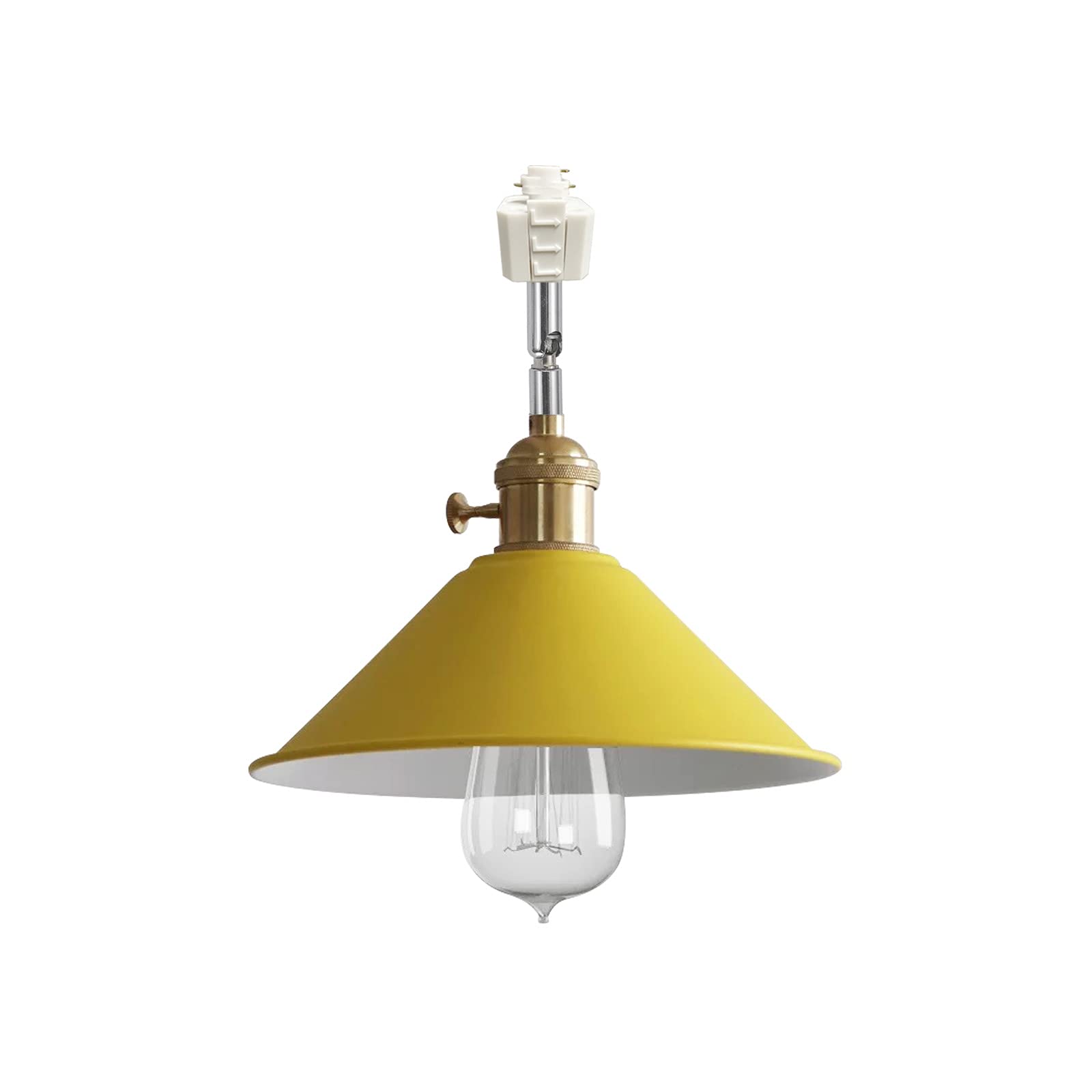 FSLiving H-Type Track Pendant Light Adjustable Angle E26 Base Nordic Style Yellow Macaron Track Lighting Fixture for Kitchen Island Sloped Ceiling Vaulted Ceiling,Bulb&Track Not Included - 1 Light