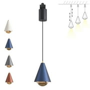 FSLiving H Type Track Pendant Light Creative Lifting Pendant Light Retractable Adjustable Lighting Fixture with Aluminum&Glass Shade,7W 3000K Warm Lighting - 1 Light (Blue)
