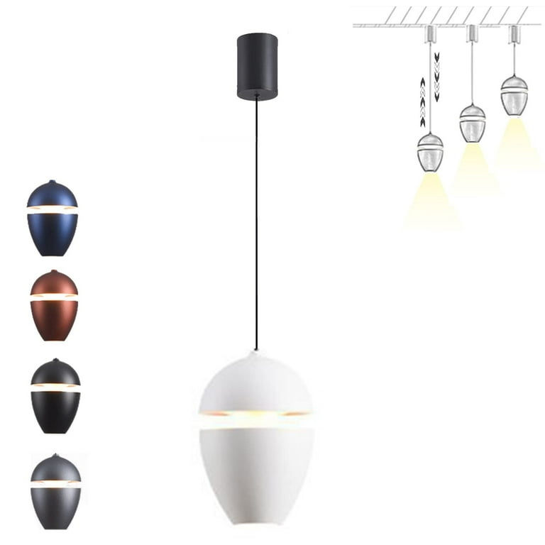 FSLiving H Type Track Pendant Light Creative Lifting Pendant Light Retractable Adjustable Lighting Fixture with Aluminum Glass Shade 3000K Warm