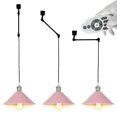 thumbnail image 1 of FSLiving H-Type Track Pendant Light with Retro Pink Cone Shade, E26 Smart LED Edison Bulbs White Gimbaled LED Light for Kitchen Island Sloped Ceiling,Customizable - 3 Lights, 1 of 9