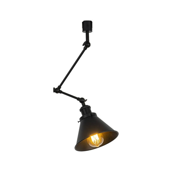 FSLiving H-Type Track Pendant Lights with Adjustable Arm, Vinatge Design Black Metal Shade DIY Lighting for Farmhouse Sloping Ceiling Decor (Ceiling Track & Bulb are Sold Separately) - 1 Light