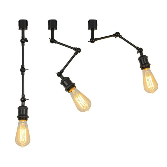 FSLiving H-Type Track Pendant Lights with Adjustable Arm, Vinatge Design DIY Lighting Customizable for Farmhouse Sloping Ceiling Decor (Ceiling Track & Bulb are Sold Separately) - Set of 3