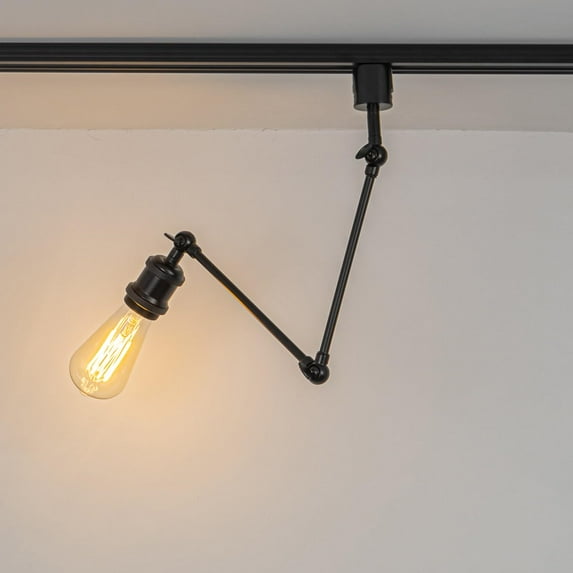 FSLiving H-Type Track Pendant Lights with Adjustable Arm, Vinatge Design DIY Lighting Customizable for Gallery Loft Store Sloping Ceiling Decor (Ceiling Track & Bulb are Sold Separately) - 1 Light