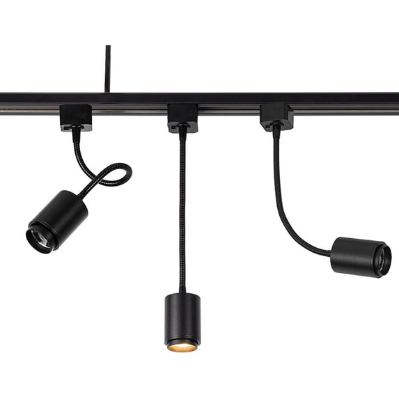 FSLiving H-type Track Lighting(3 pack),5W Track Lighting Fixtures, Modern Creative Style Aluminum Spotlight, track mount, Black Mini COB LED Light Ceiling Lamp for Gallery, Bedroom, Kitchen-Warm White