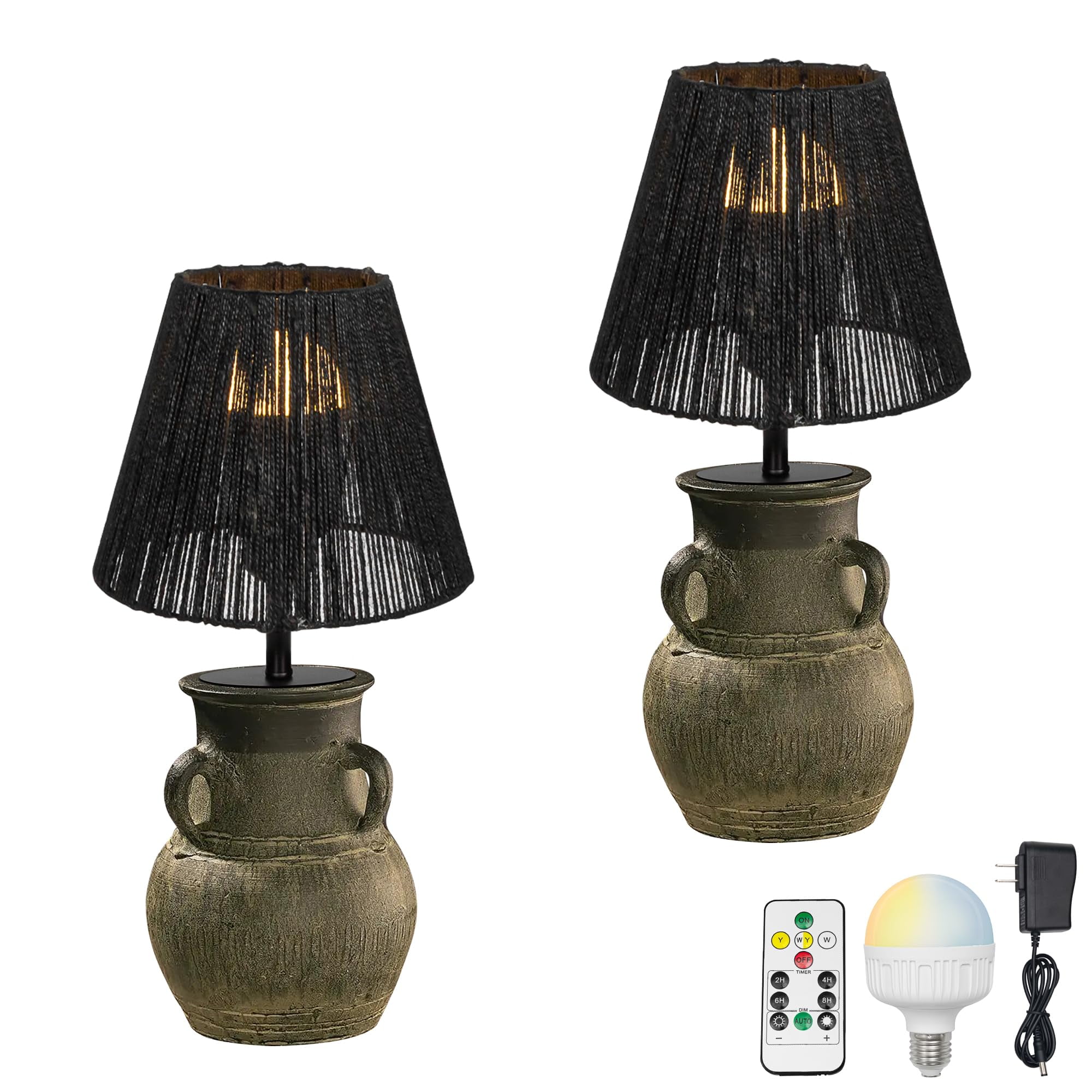 Remote Pots FSLiving Hand-Made Vintage Brown Clay Pot Natural Rattan Black Cone ...