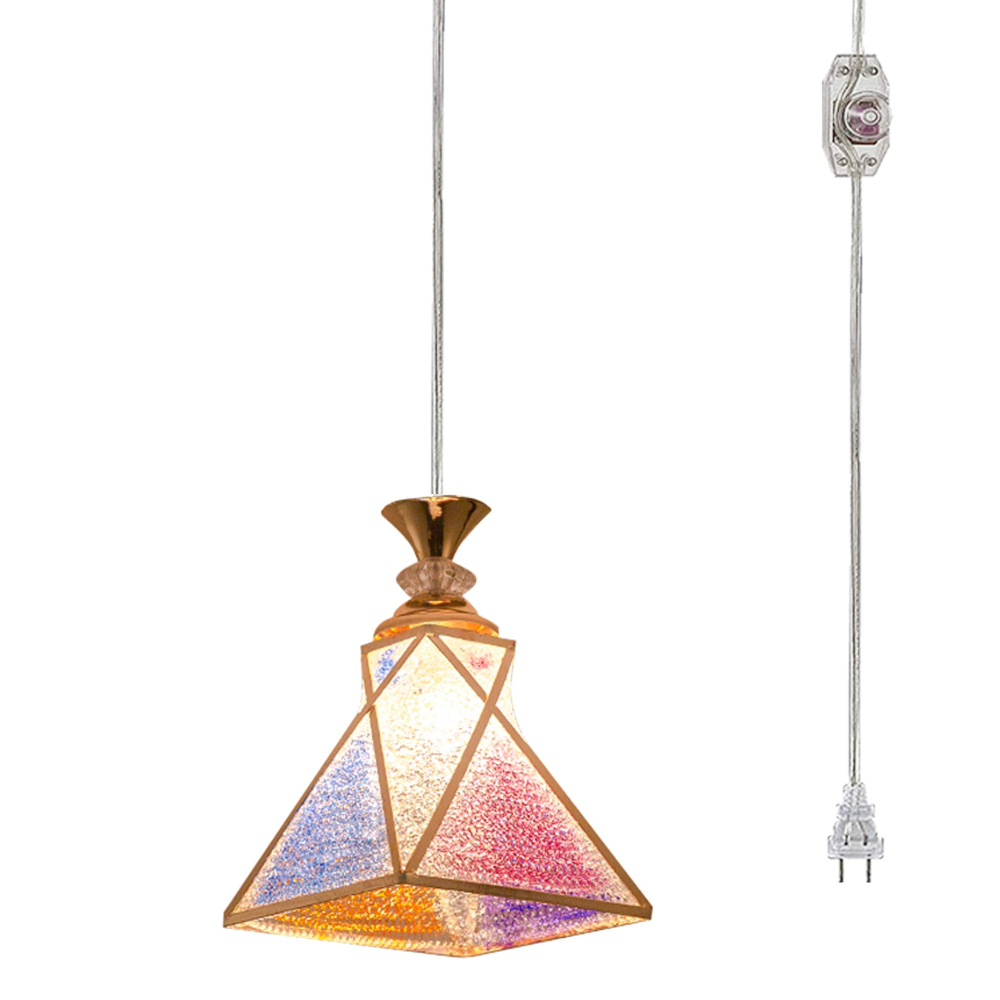 FSLiving Hanging Swag Lamp Colorful Frosted PVC Lampshade Pendant Light