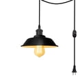 thumbnail image 1 of FSLiving Hanging Swag Lamp no Wiring Needed Portable Pendant Light with 15ft Plug-in UL Dimmable Cord Matte Black Light Industrial Iron Circular Shape,Matte Black Lamp Socket Hanging Lamp 1 Light, 1 of 8