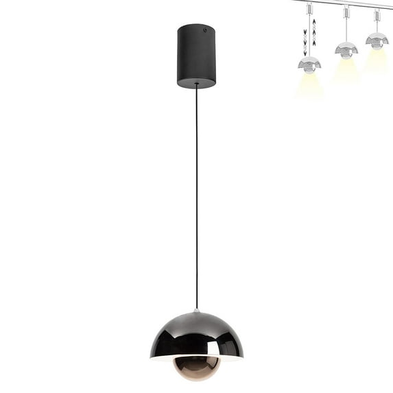 FSLiving Hard Wired Retractable Lift Ceiling Light Fixtures with Iron Flower Shade Spotlight Indoor Island Light Adjustable Wire Lamps for Resturant Background Wall,Black Pearl - 1 Light