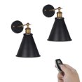 thumbnail image 1 of FSLiving Industrial Antique Style Easy Installation Low-Voltage Safe Led Remote Control Battery Run Cordless Black Vintage Retro Adjustable Angle Wall Sconce Fixture for Reading Dorm - Set of Two, 1 of 8