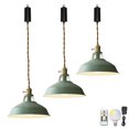 thumbnail image 1 of FSLiving Industrial Green Metal Pendant Light with Rechargeable Battery Operated LED Bulb Adjustable Wire Length Hanging Light RGB Mode Dimmable Timing Lighting Fixtures for Kitchen Factory - Set of 3, 1 of 5