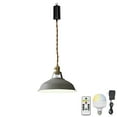 thumbnail image 1 of FSLiving Industrial Grey Metal Pendant Light with Rechargeable Battery Operated LED Bulb Adjustable Wire Length Hanging Light RGB Mode Dimmable Timing Lighting Fixtures for Kitchen Factory - 1 Light, 1 of 5