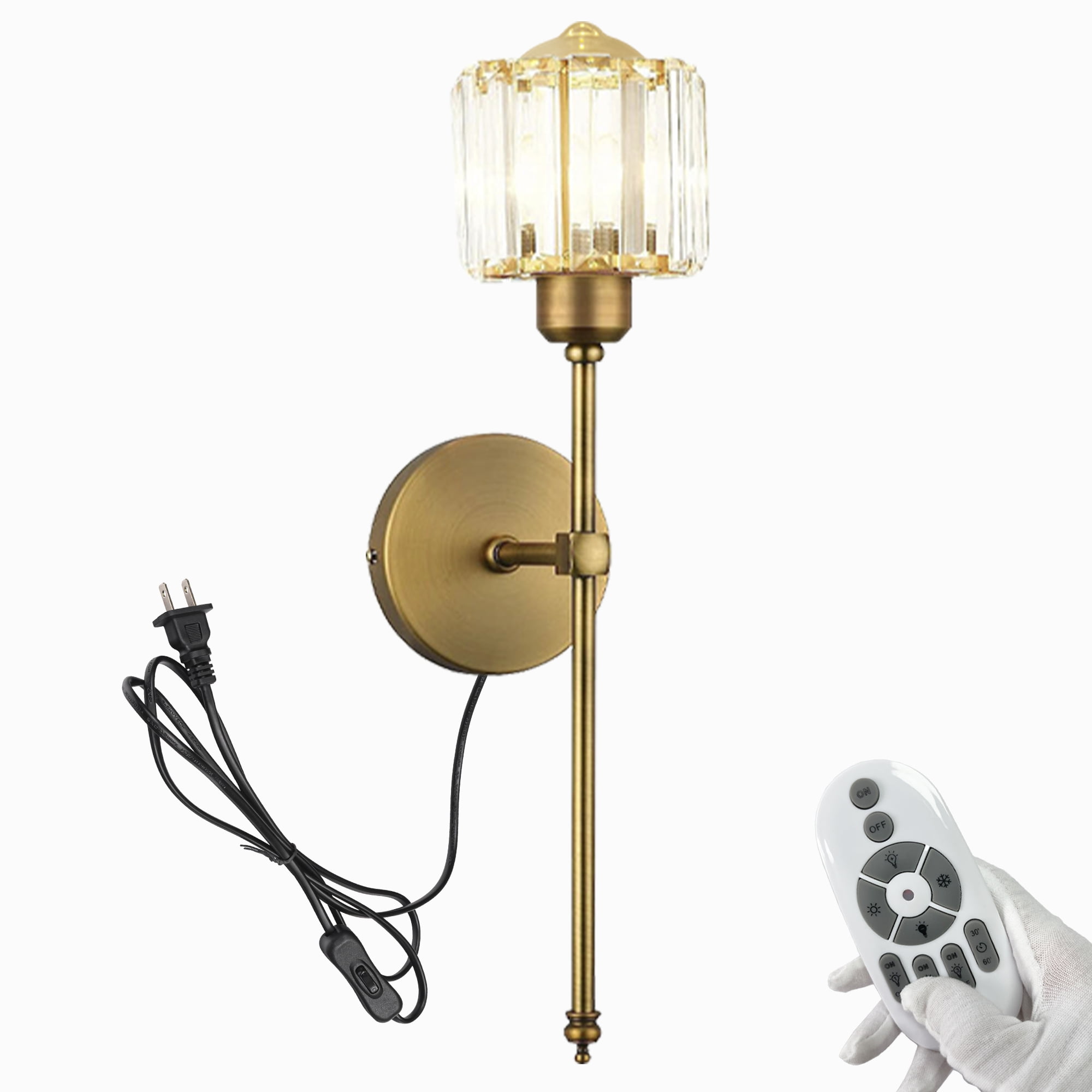 FSLiving Industrial Wall Sconce Plugin Cord with Remote Control No