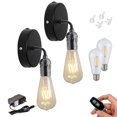 thumbnail image 1 of FSLiving Industrial Wall Sconce Rechargeable Battery Operated LED Picture Lights with Remote,Cordless Black Pearl Socket Customizable ON/Off Switch Wall lamp for Kitchen Hallway - Set of 2, 1 of 6