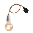 thumbnail image 1 of FSLiving J Track Lighting E26 Ceramic Base 2 Feet Brown Twisted Cord Pendant Light Fixture Mini Contracted Design for Entryway Dorm Loft Corridor Living Room(No Bulb,No Track) - 1 Light (White Socket), 1 of 6