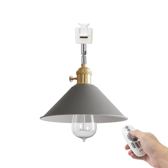 FSLiving J-Type Remote Control Track Pendant Light Adjustable Angle Nordic Style Macaron Grey Track Lighting Fixture Dimmable Color Changing for Kitchen Island Sloped Ceiling Vaulted Ceiling - 1 Pack