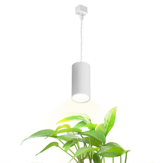 FSLiving J-Type Track Light Full Spectrum for Indoor Plants Linear Look Pendant Lights with 7W Adjustable Height Industrial Kitchen 1 Light Idea for Large Plant Light Customizable White 7.87 in