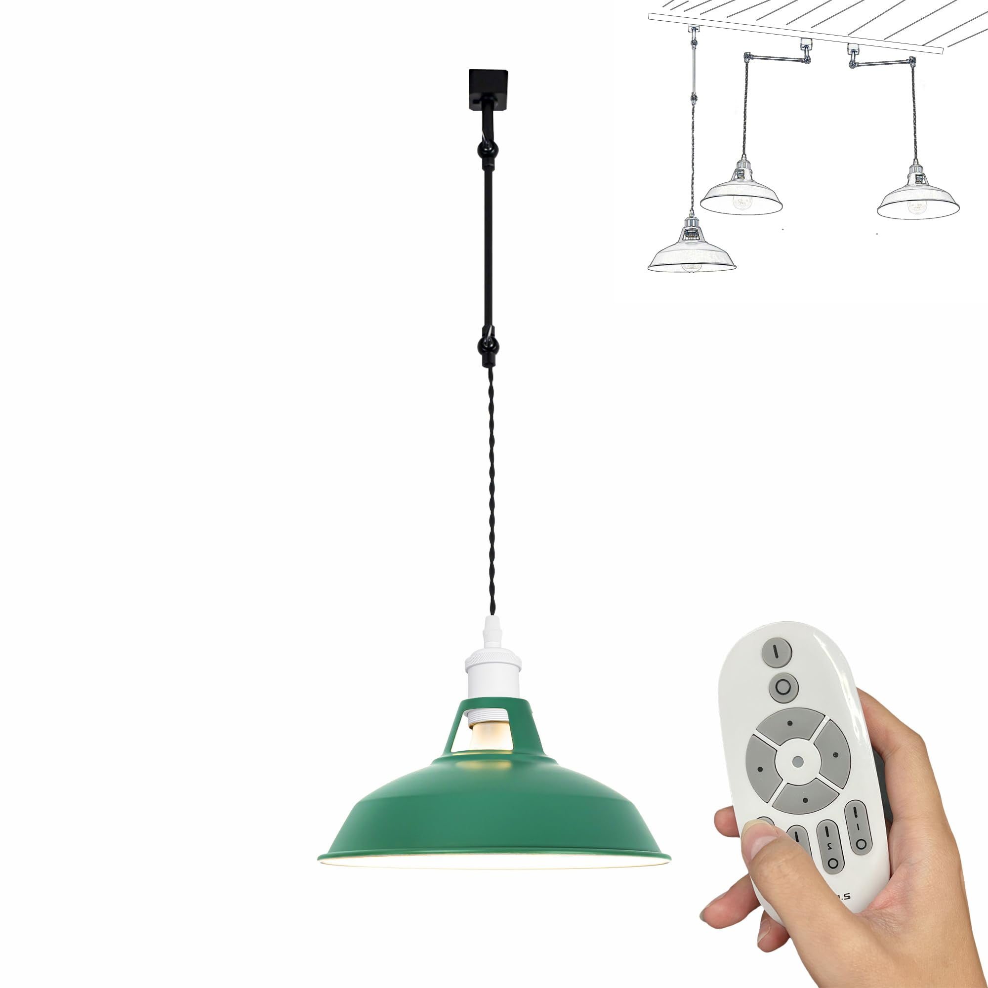 FSLiving JType Track Light Pendants with Cord Macaron Green Shade E26