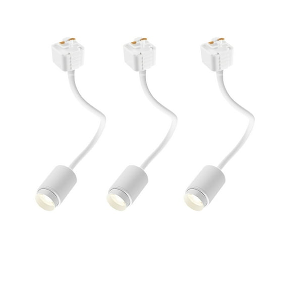 FSLiving J-Type Track Lighting, 5W COB Neutral Light Modern Design Aluminum Mini Track Mount Flexible Angle Adjusted Pendant Light Fixtures for Gallery Showcase Kitchen Loft(No Track) - 3 Pack (White)
