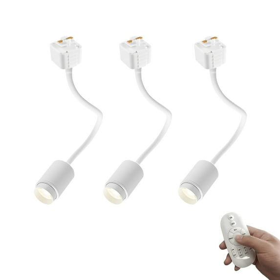 FSLiving J-Type Track Lighting, 5W Track Lighting Fixtures Modern Style Aluminum Spotlight with Remote Control(Dimmer,Timer,3 Color Modes) Mini COB LED Light for Gallery Bedroom - Set of 3