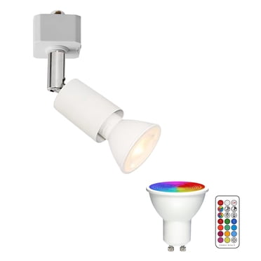 RGB Track Lighting Heads – 6-Pack H-Type, Remote Controlled RGBW Color Changing, 16 Colors + Warm White, CRI 90+, 7W, Black (Track Rail Not Included)