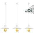 thumbnail image 1 of FSLiving J-Type Track Pendant Light 3.2 ft White Iron Pleats Shade Nordic Style Industrial Factory Pendant Lamp Track Lighting with Smart Edison Bulbs Timer for Kitchen Island - Set of 3, 1 of 7