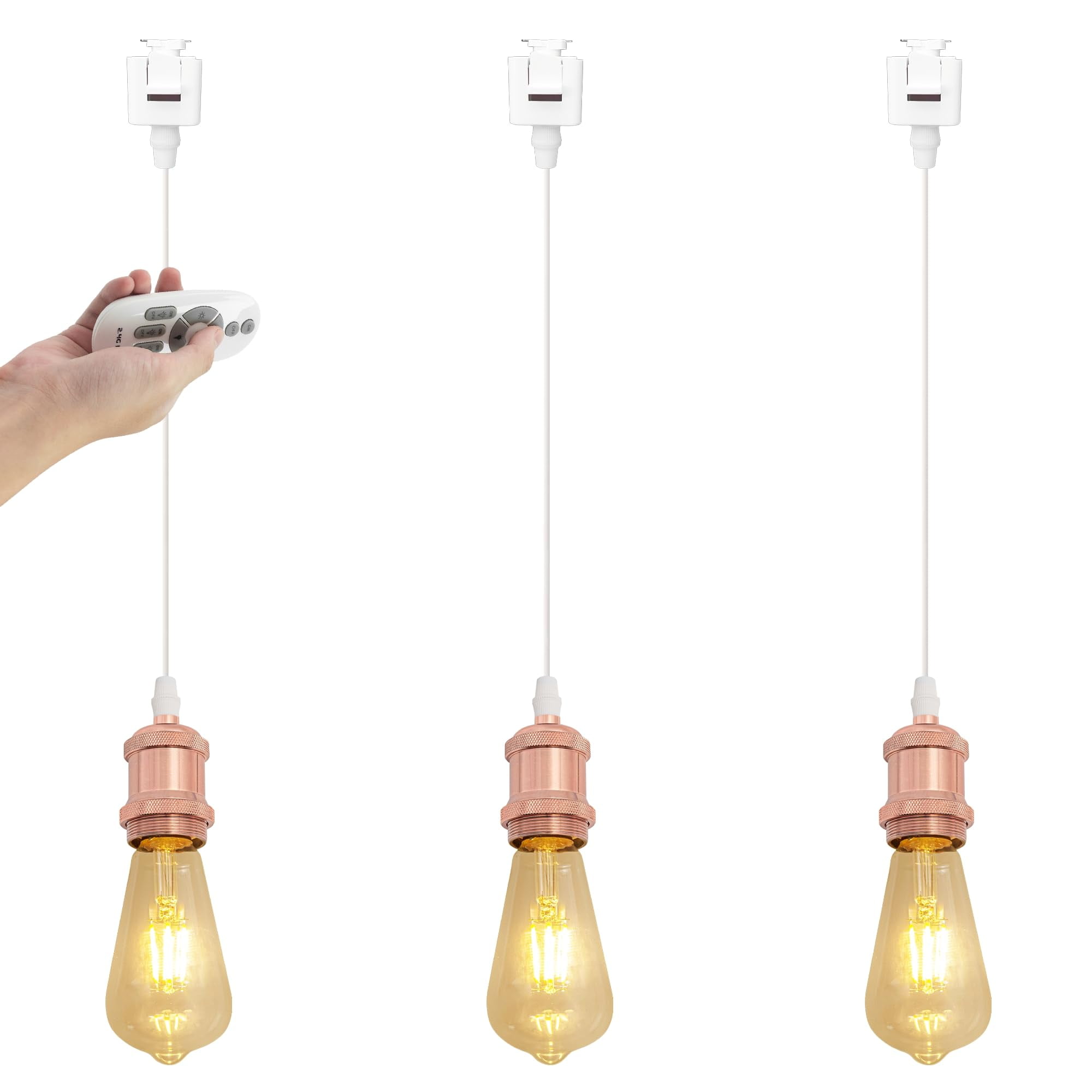 FSLiving JType Track Pendant Light Black Cord Iron E26 Smart LED