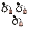 thumbnail image 1 of FSLiving J-Type Track Pendant Light Black Weave Rope Cord Red Bronze Socket Mini Lighting Industrial Factory heads pendant lighting Bulb Sold Separately Customizable Track Lighting-3 Lights, 1 of 10