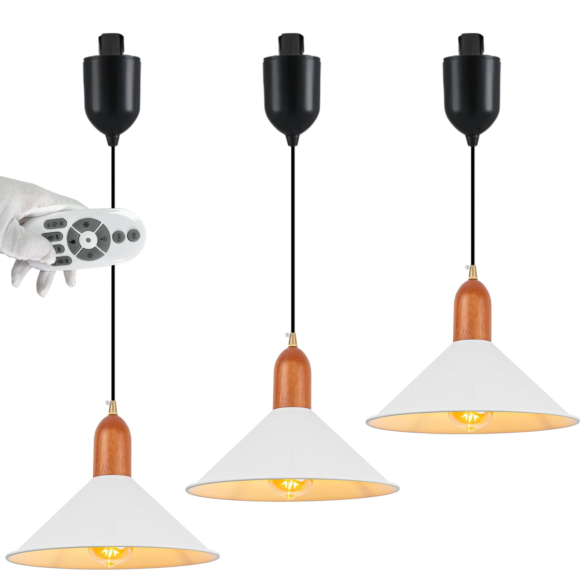 FSLiving JType Track Pendant Light with Remote Control,Retractable