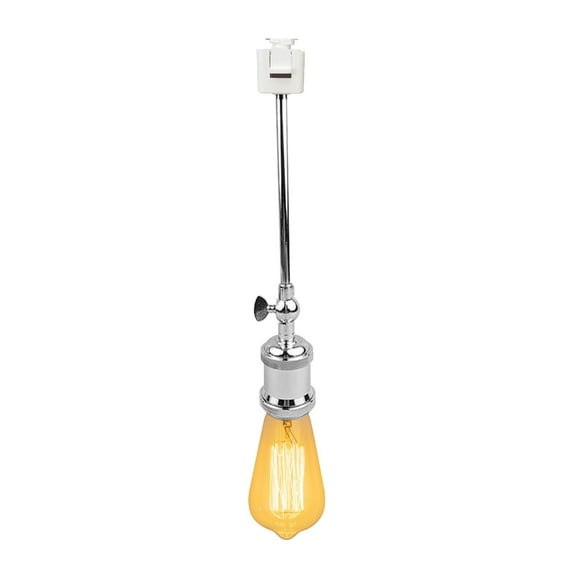 FSLiving J-Type Track Pendant Lights Adjustable Angle Metal Track Light Vintage Design Silver E26 Base Lamp for Wall Painting Kitchen Dining Room Loft (Bulb & Track Sold Separately) - 1 Light
