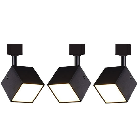 FSLiving LED J-Type Track Spot Light Addition Functional Light Energy Save LED Track Lighting Adjustable 7W LED Base Light Daylight 6000K Black Base for Garage Workbench Shop Customizable - 3 Pack