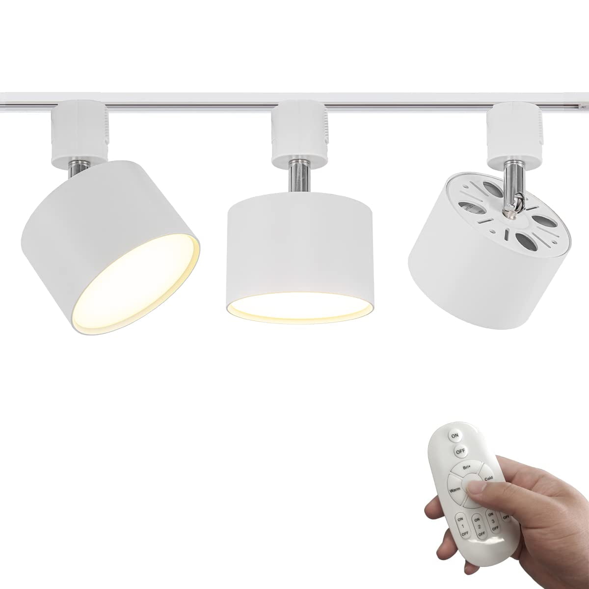 FSLiving LED Spot Light 9W J-Type Track Rotated Adjusting Angle Dimming Remote Control Accent Light White Metal Simple Design for Wall Painting Bar Store Sloped Ceiling Vaulted Ceiling - Set of 3