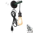 thumbnail image 1 of FSLiving Loft Style Handle Adjustable Lamp Dark Green Wall Sconce Plug-in UL Cord Wooden Handle TX Control Timer Smart LED Edison Bulbs Wall Lamp No Wiring Needed, Farmhouse for Rustic Home Decor, 1 of 9